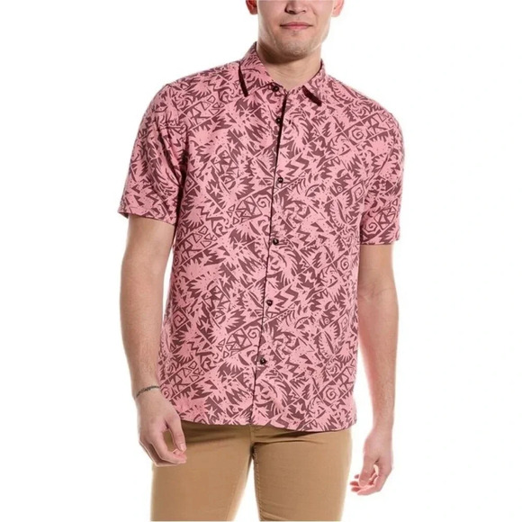 Ted Baker Barons Abstract Print Linen-Blend Shirt 5 XXL - Picture 1 of 8